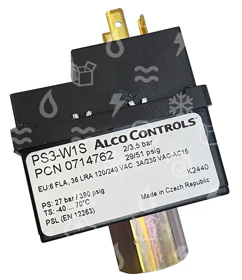 presostat ALCO nízkotlaký - pojistka, PS3-W1S, 0714762, 2 -3,5 bar, auto, 1/4